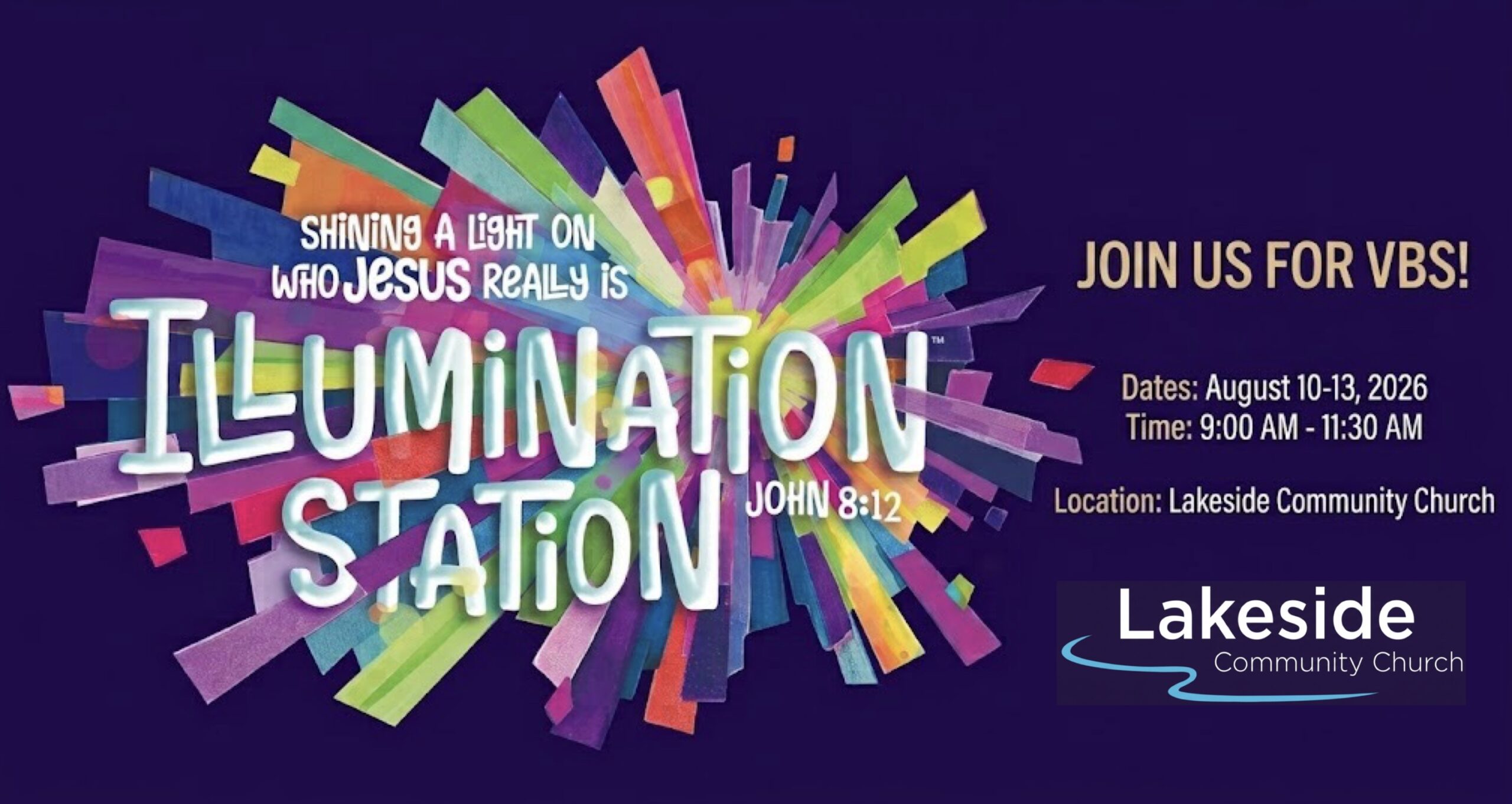 vacation bible school august 10-13, 9 - 11:30am